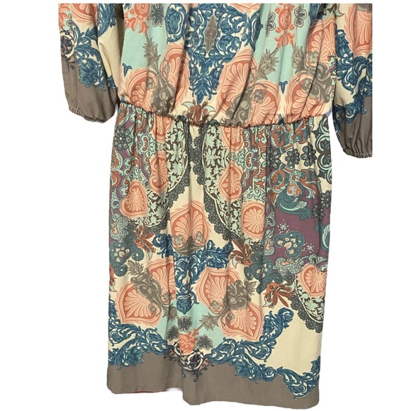 Boston Proper Paisley Blouson Elastic Waist Comfortable Ligt Wt Dress Size 6 - Picture 6 of 6